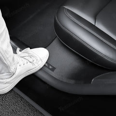 Carbon Fiber Style Door Sill Protector Set (8 Pieces) for Tesla Model Y Juniper 2025+ - T-Launch