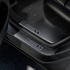 Carbon Fiber Style Door Sill Protector Set (8 Pieces) for Tesla Model Y Juniper 2025+ - T-Launch