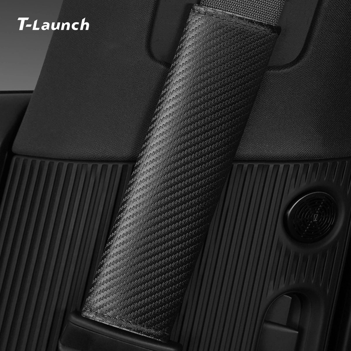 Carbon Fiber Style Seat Belt Shoulder Pad - Universal Fit for All Cars - T-Launch