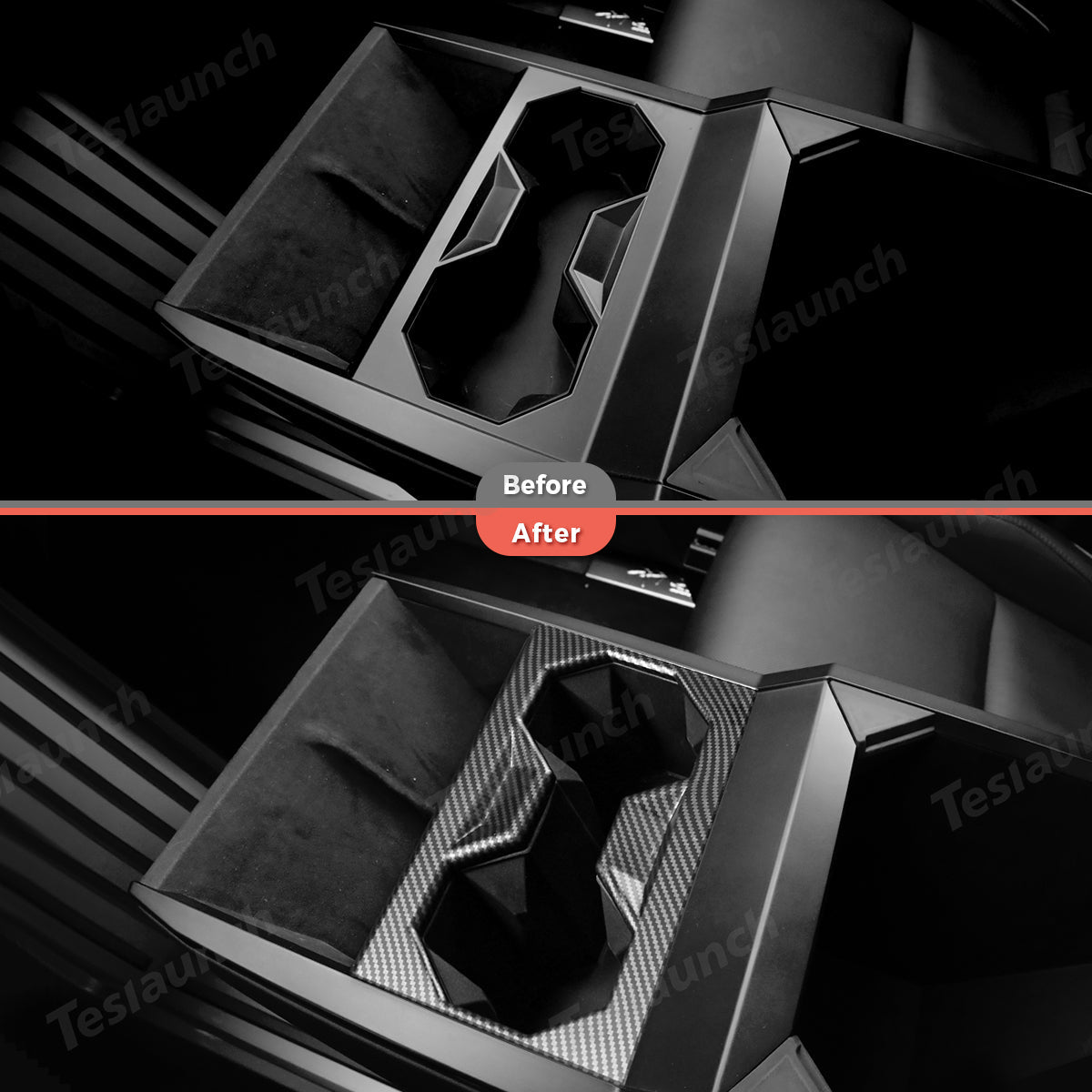 Center Console Cup Holder Frame Trim Cover Panel for Cybertruck - T-Launch