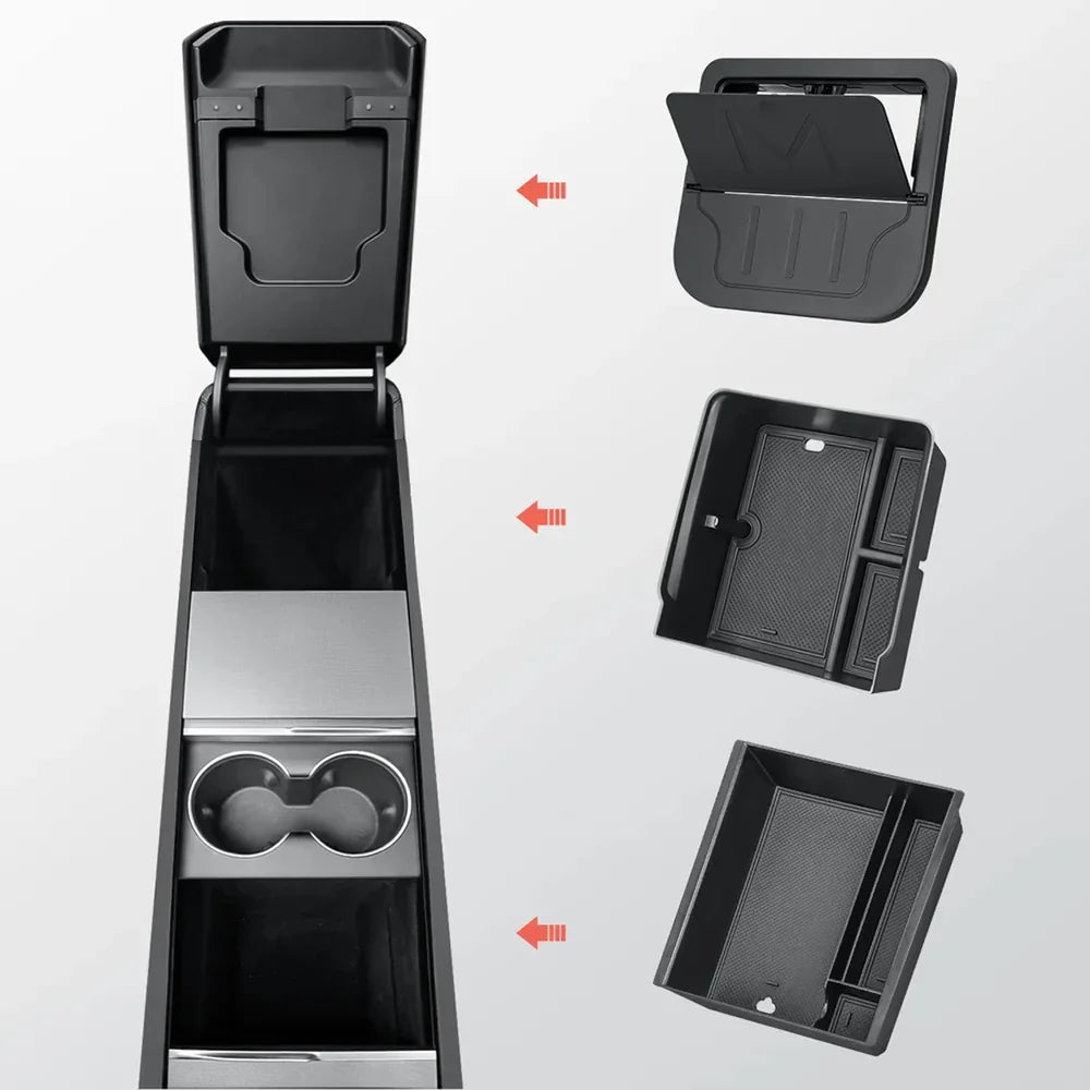 Center Console Organizer and Armrest Box for Tesla 2024+ Model 3 Highland - T-Launch