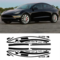 Chrome Delete Blackout Vinyl Overlay for 2017-2023 Tesla Model 3 - Matte Black - T-Launch