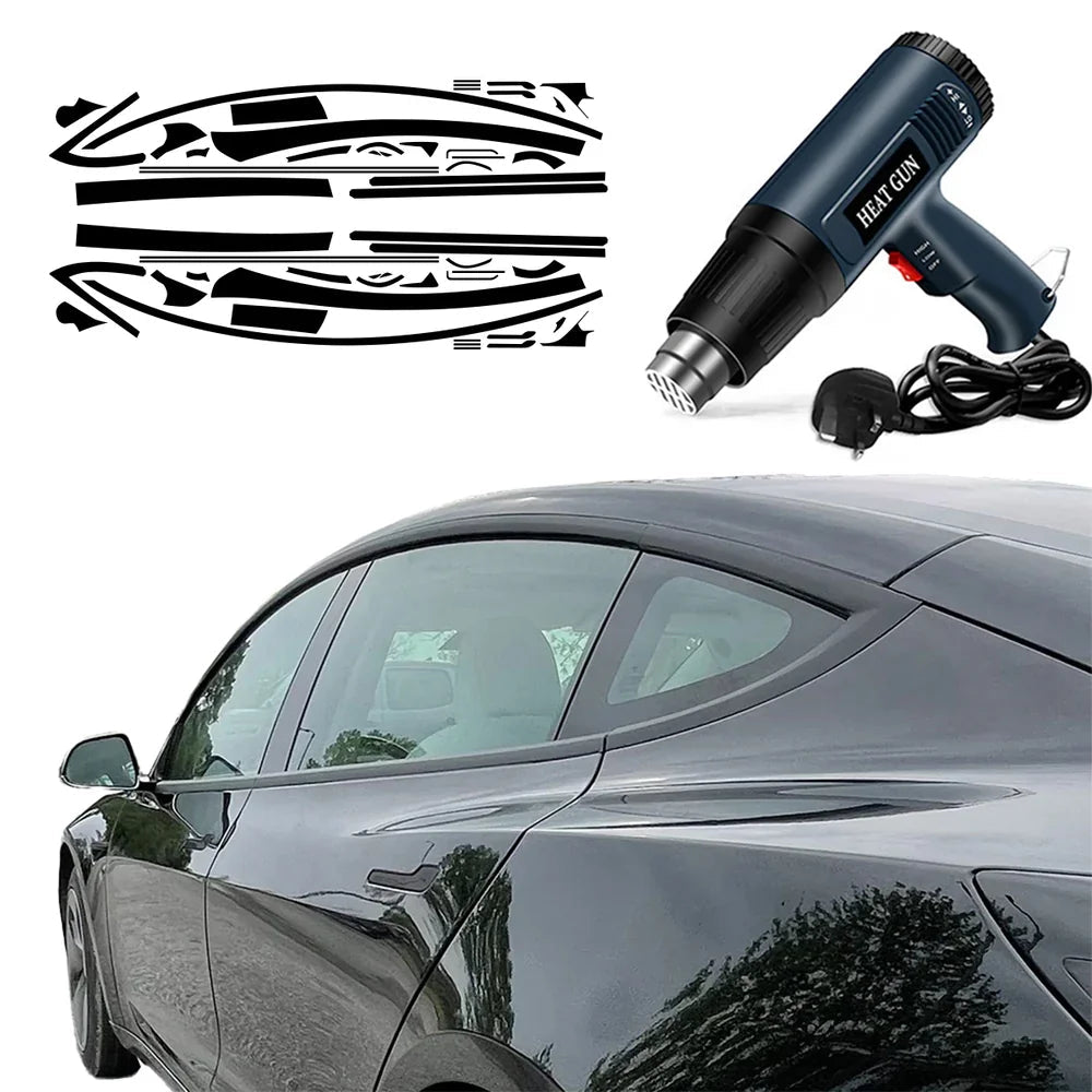 Chrome Delete Blackout Vinyl Overlay for 2017-2023 Tesla Model 3 - Matte Black - T-Launch