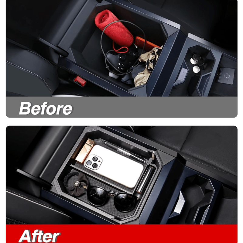 Double Layer Center Console Organizer Armrest Storage Box for Cybertruck - T-Launch