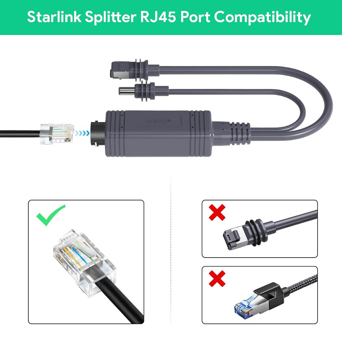 Ethernet Splitter & PoE Injector for Starlink Mini – Power & Data via One RJ45 Cable - T-Launch