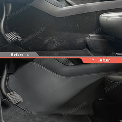 Extended-Length Center Console Side Kick Protection Pads -2-Piece Napa Leather Set for Tesla Model Y Juniper 2025+ - T-Launch