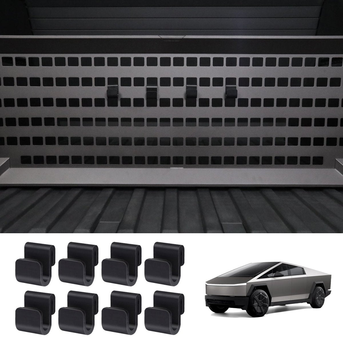 Hooks for MOLLE Panels & Vault Cargo Divider for Cybertruck - T-Launch