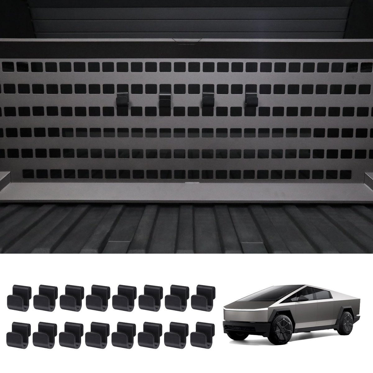 Hooks for MOLLE Panels & Vault Cargo Divider for Cybertruck - T-Launch