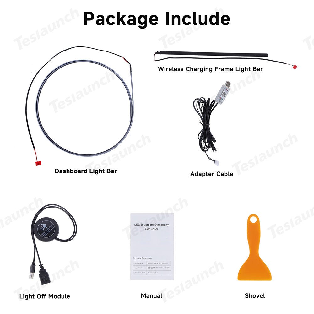 Interior LED Ambient Lights with App Control for Tesla 2024+ Model 3 Highland – Dashboard & Wireless Charging Frame - T-Launch