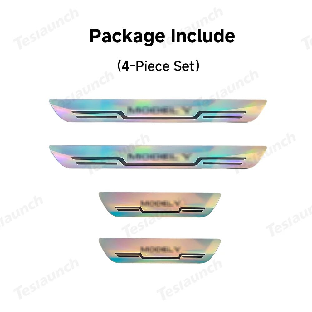 Laser-Effect Door Sill Protector Stickers for Tesla Model Y Juniper 2025+ (4PCS) - T-Launch