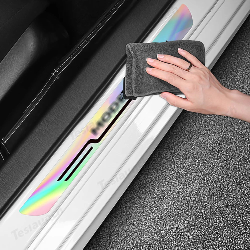 Laser-Effect Door Sill Protector Stickers for Tesla Model Y Juniper 2025+ (4PCS) - T-Launch