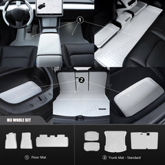 White TPE All Weather Floor Mat for Tesla Model 3/Y