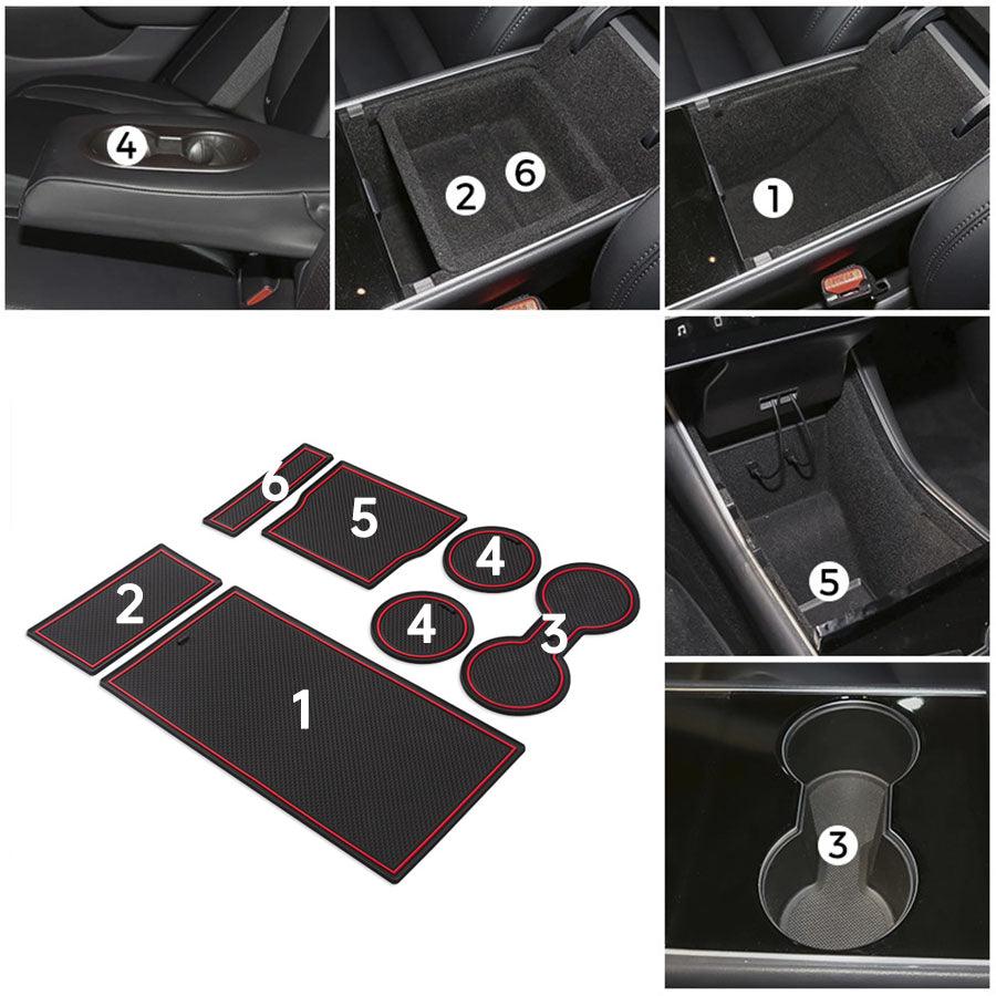 Model 3 Center Console & Cupholder Liner Kit Non-slip Mat for Tesla(2017-2020) - T-Launch