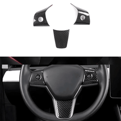 Model 3/Y Carbon Fiber Steering Wheel Trim (Carbon Fiber Pattern ABS) for Tesla(2017-2023) - T-Launch