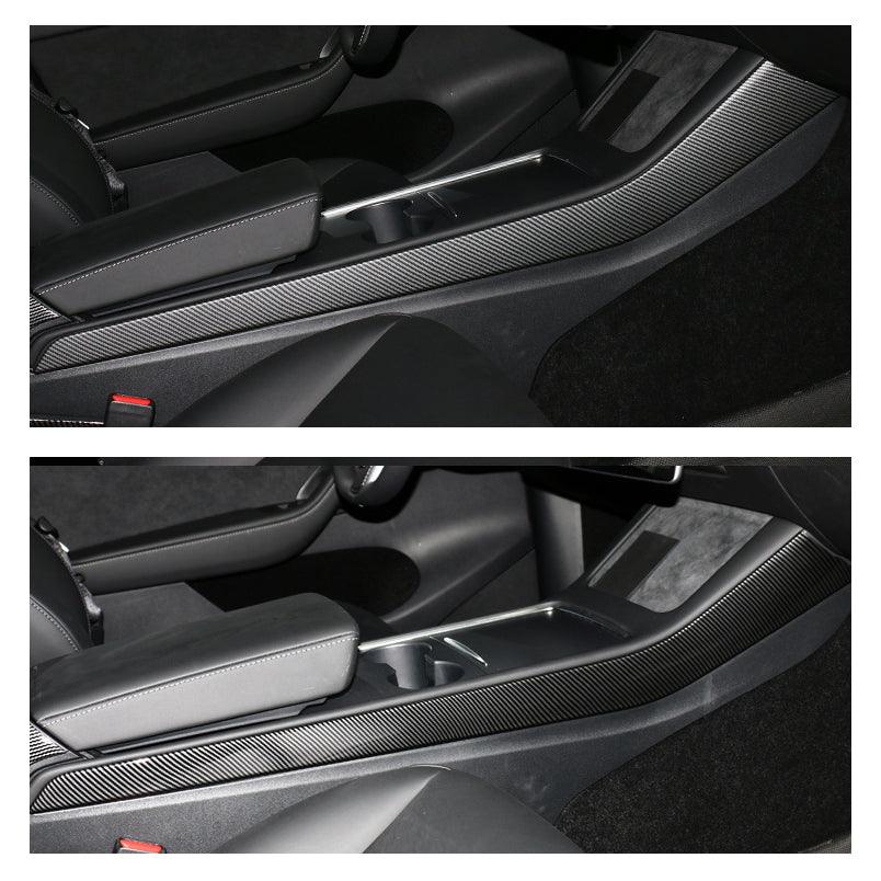 Model 3/Y Center Console Side Panel Caps, Decoration Wrap Cover (2 Pcs) (Carbon Fiber Pattern ABS) (Gen. 2) (2021-2023) - T-Launch