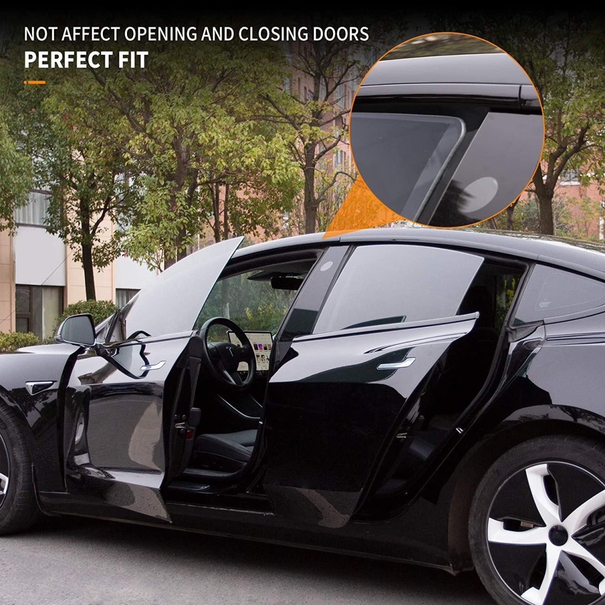 Model 3/Y Chrome Delete Kit for Tesla, Windows Glossy Matte Black Cover Kit (10 Pcs) (2017-2023) - T-Launch