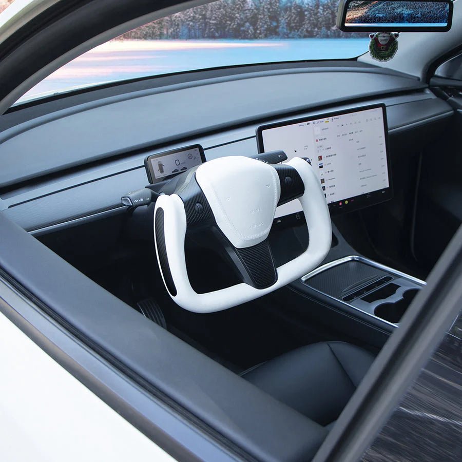 Model 3/Y Yoke Style Carbon Fiber Steering Wheel - T-Launch