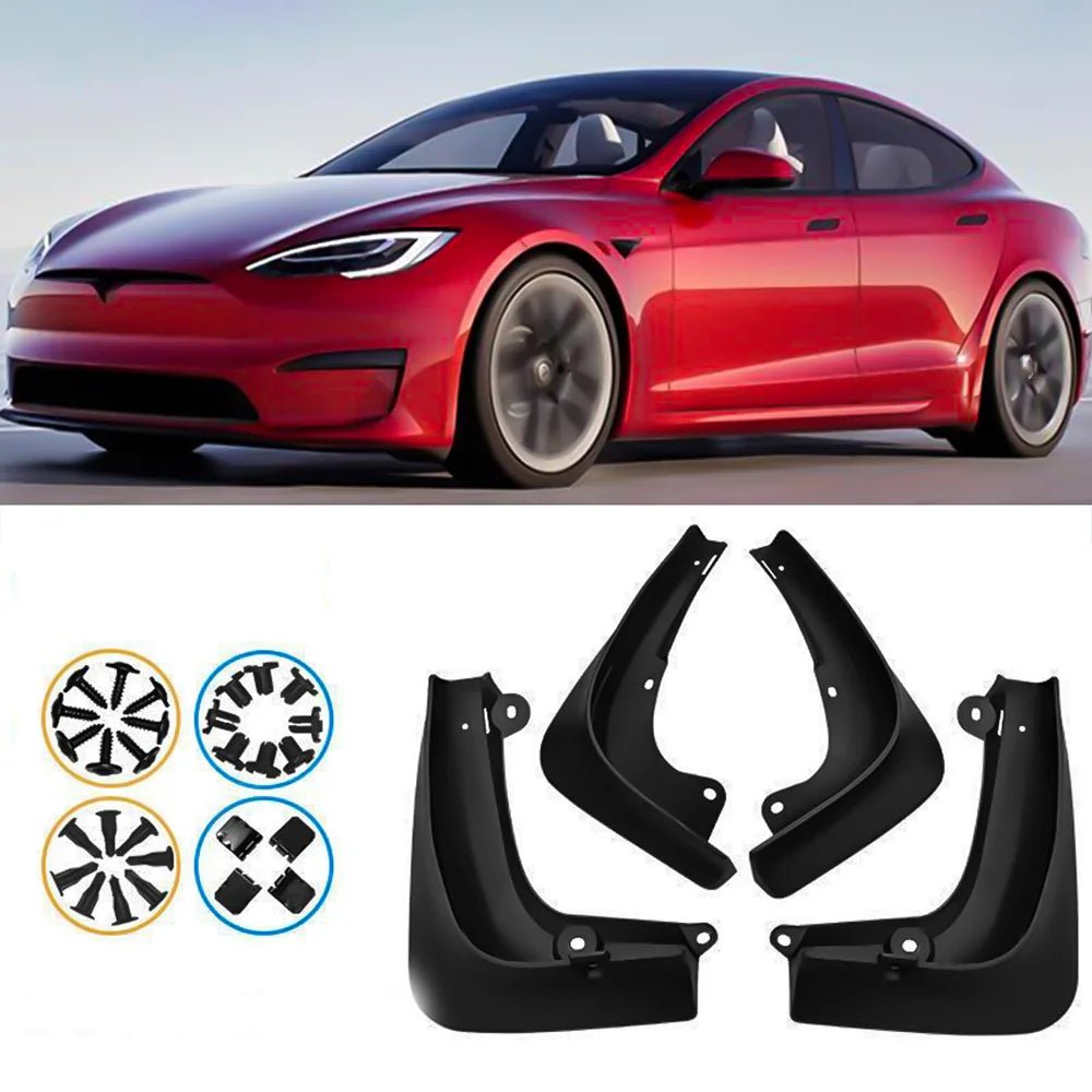 Model S Mud Flaps Custom Front Rear Mudguard Kit, No Drill Fender for Tesla(2016-2020) (4 Pcs) - T-Launch