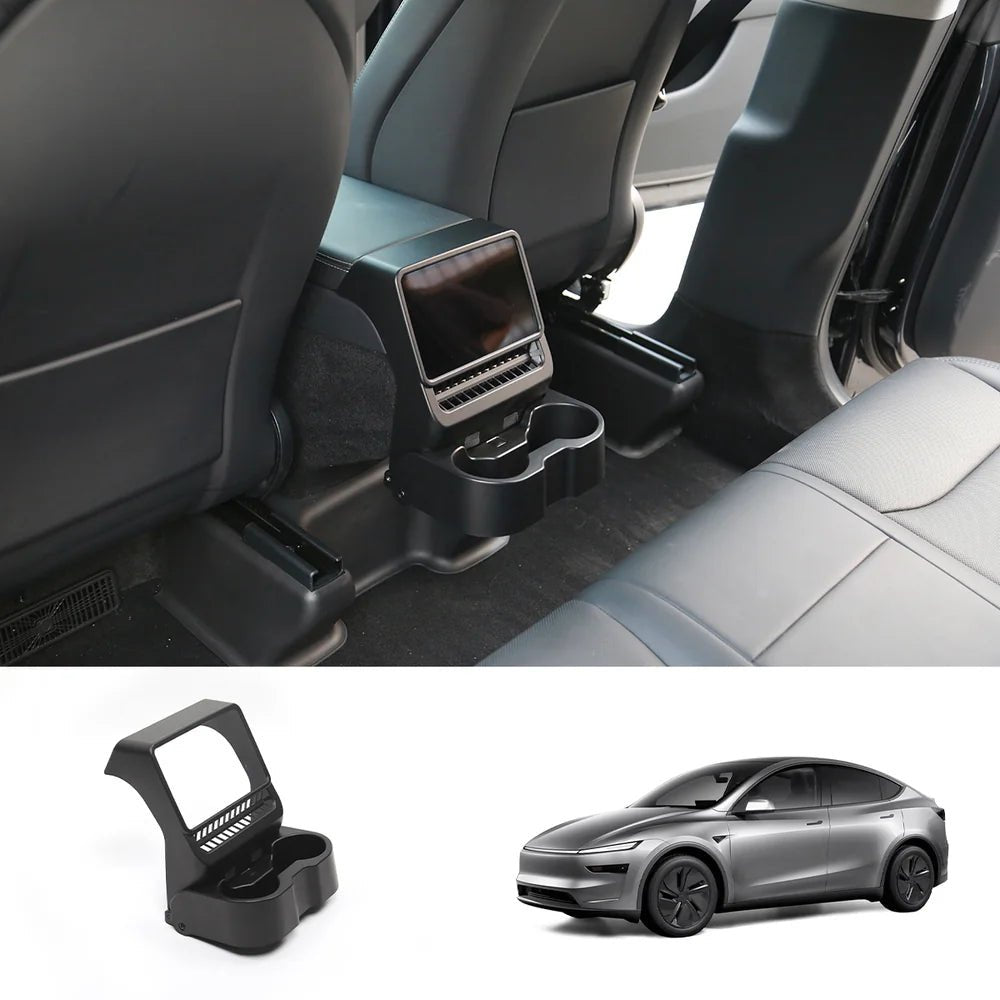 Multi-Functional Foldable Rear Console Cup Holder for Tesla Model Y Juniper 2025+ / Model 3 Highland 2024+ - T-Launch