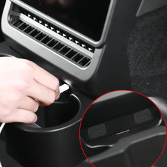 Multi-Functional Foldable Rear Console Cup Holder for Tesla Model Y Juniper 2025+ / Model 3 Highland 2024+ - T-Launch