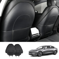Nappa Leather Seat Back Kick Protector for Tesla Model Y Juniper 2025+ / Model 3 Highland 2024+ - T-Launch