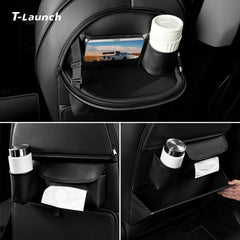 Nappa Leather Seat Back Kick Protector & Multi-Function Organizer for Tesla Model 3/Y 2017+ - T-Launch