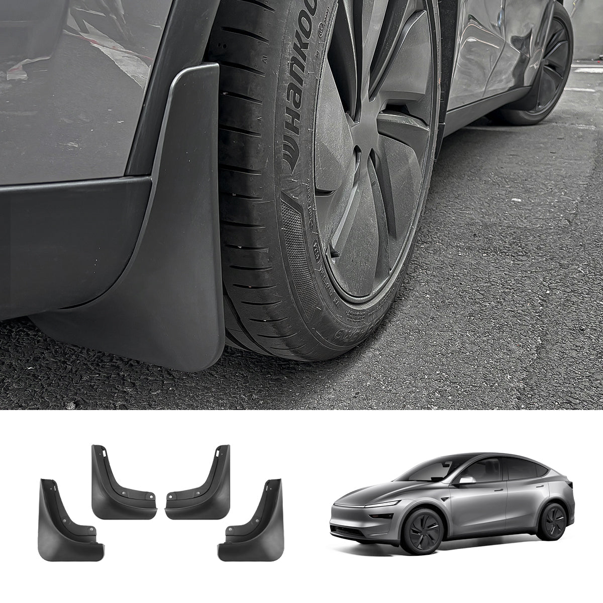 No-Drill Front & Rear Fender Mud Flaps for Tesla Model Y Juniper 2025+(4 PCS) - T-Launch