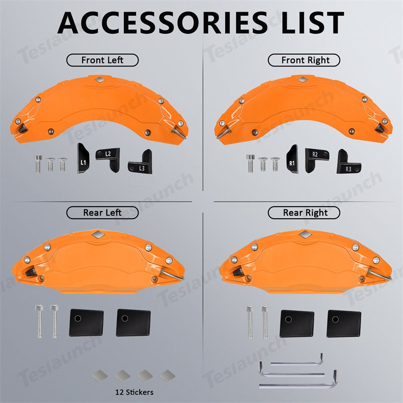 Orange 2021-2026 Model S/X Brake Caliper Covers (4Pcs) for Tesla - T-Launch
