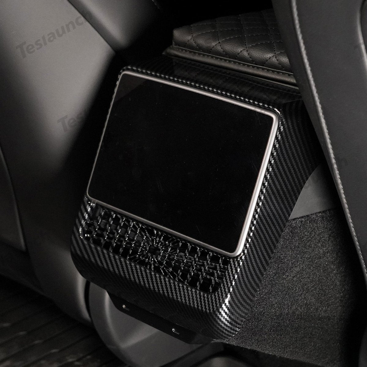 Plaid Rear Air Vent Screen Protector Frame (Carbon Fiber Pattern ABS) for Tesla Model Y Juniper 2025+ - T-Launch
