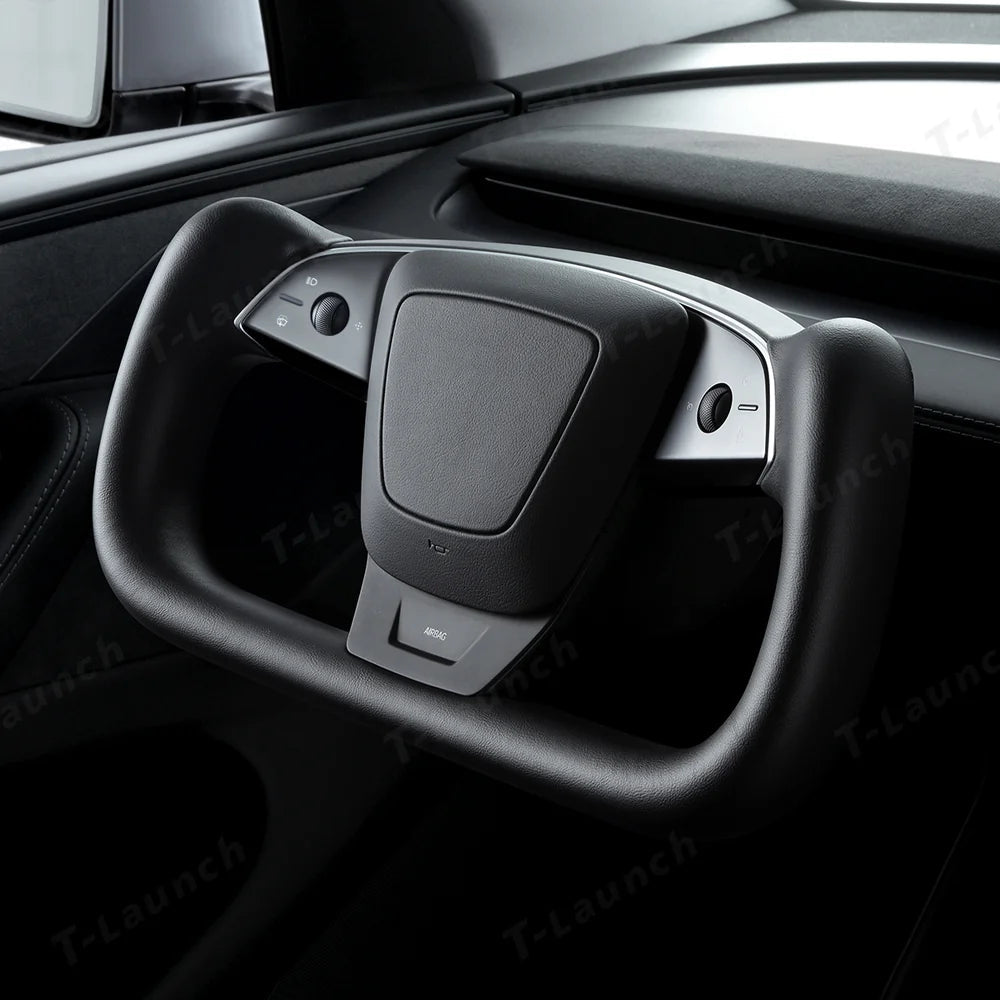Premium Nappa Leather Yoke Steering Wheel for Tesla Model Y Juniper & Model 3 Highland– Inspired by Model S/X - T-Launch