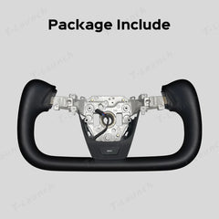 Premium Nappa Leather Yoke Steering Wheel for Tesla Model Y Juniper & Model 3 Highland– Inspired by Model S/X - T-Launch