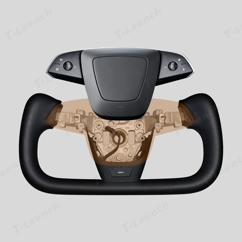 Premium Nappa Leather Yoke Steering Wheel for Tesla Model Y Juniper & Model 3 Highland– Inspired by Model S/X - T-Launch