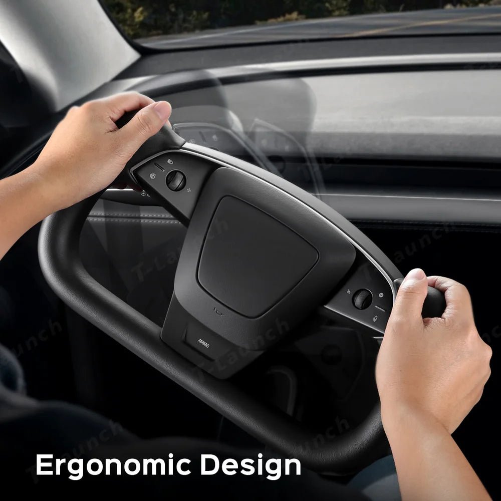 Premium Nappa Leather Yoke Steering Wheel for Tesla Model Y Juniper & Model 3 Highland– Inspired by Model S/X - T-Launch