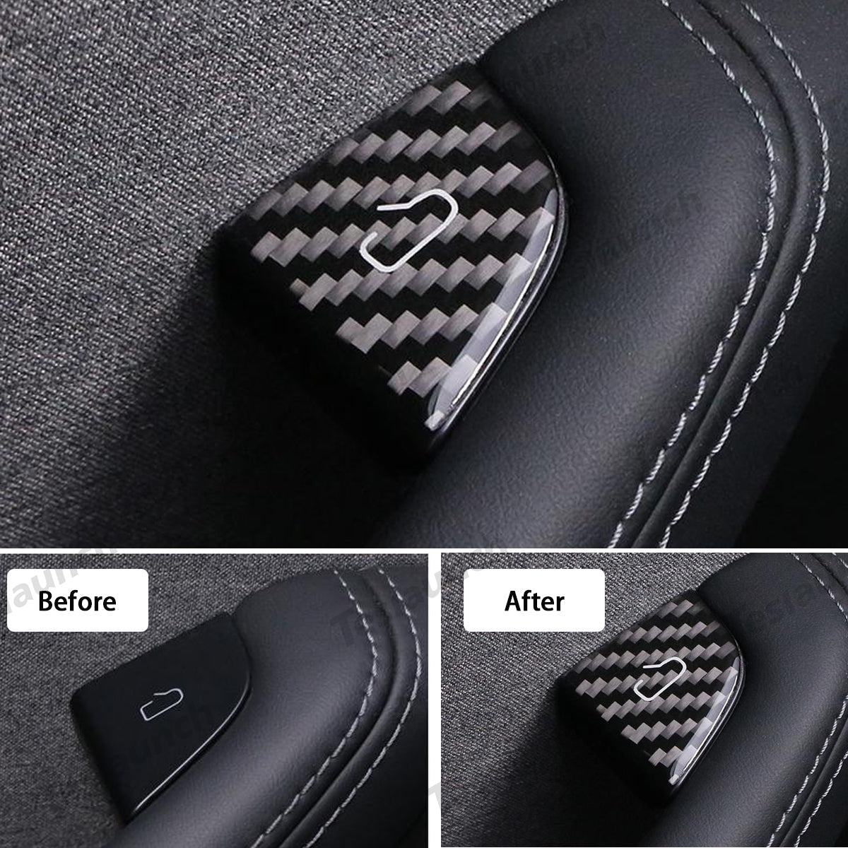 Real Carbon Fiber Window Switch Button Cover Sticker 4 PCS For Tesla Model 3 Highland 2024+ / Model Y Juniper 2025+ - T-Launch