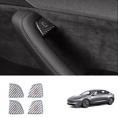 Real Carbon Fiber Window Switch Button Cover Sticker 4 PCS For Tesla Model 3 Highland 2024+ / Model Y Juniper 2025+ - T-Launch