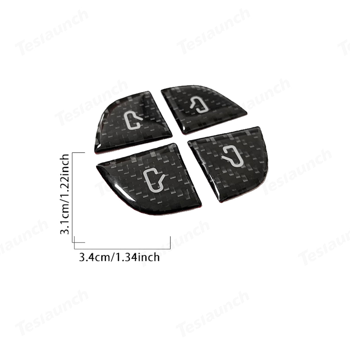 Real Carbon Fiber Window Switch Button Cover Sticker 4 PCS For Tesla Model 3 Highland 2024+ / Model Y Juniper 2025+ - T-Launch