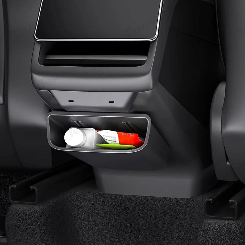 Rear Center Console Kick Guard & Storage Box for Tesla Model Y Juniper 2025+ / Model 3 Highland 2024+ - T-Launch