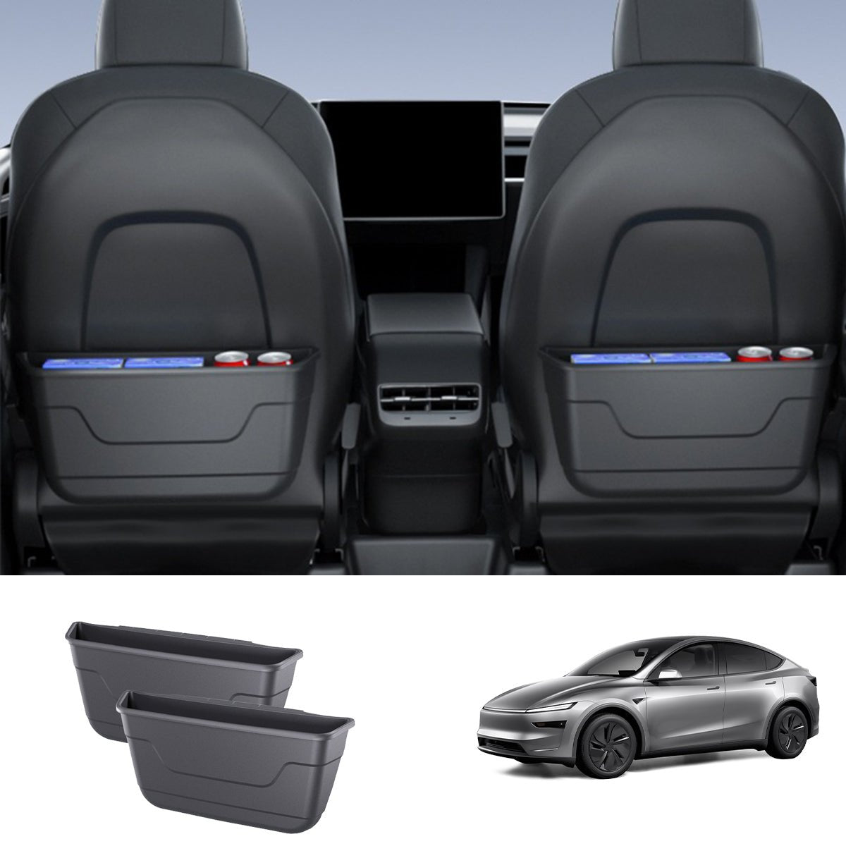 Rear Seat TPE Storage Box For Tesla Model Y Juniper 2025+/ Model 3 Highland 2024+ - T-Launch