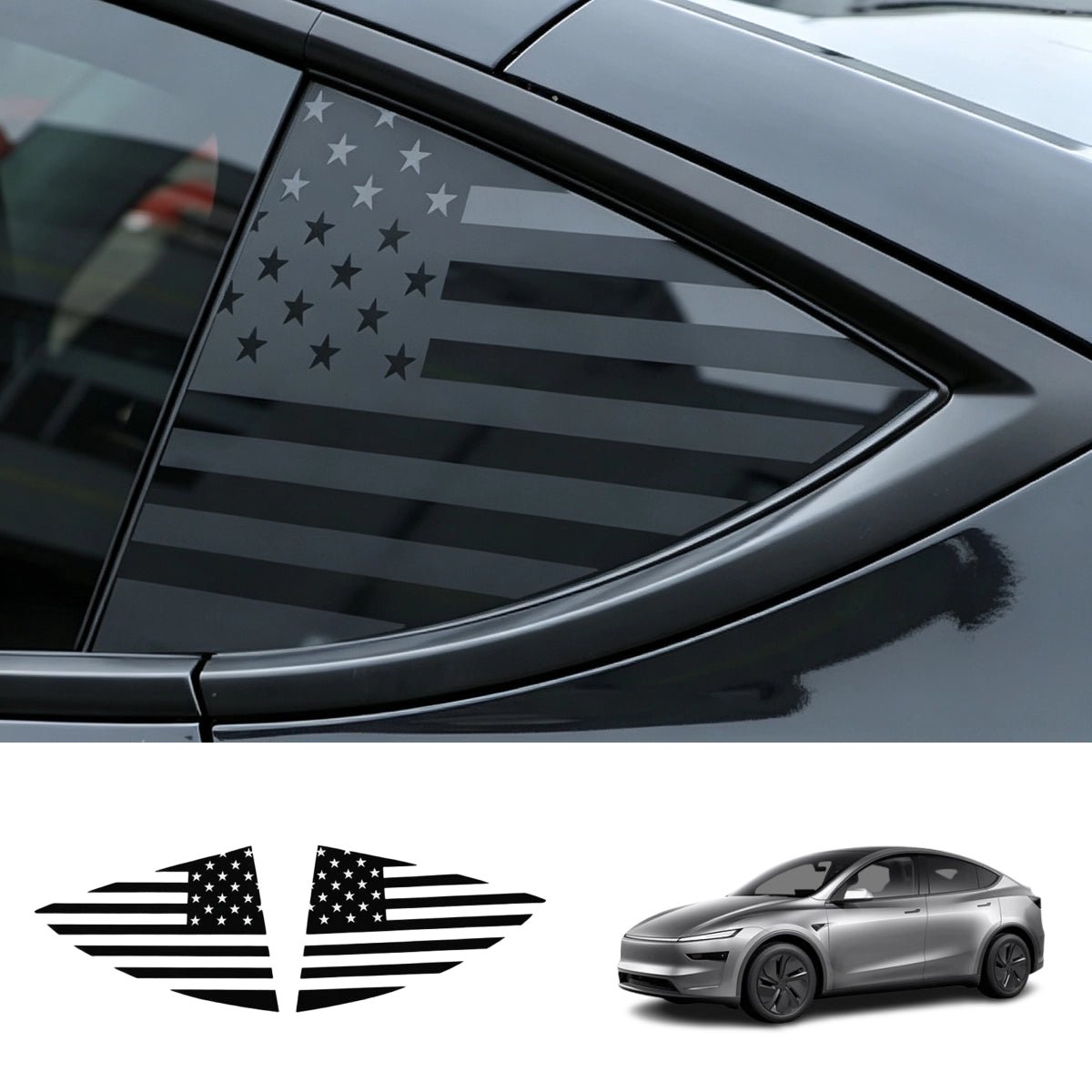 Rear Triangle Window Flag Decals for Tesla Model Y 2020+ - T-Launch