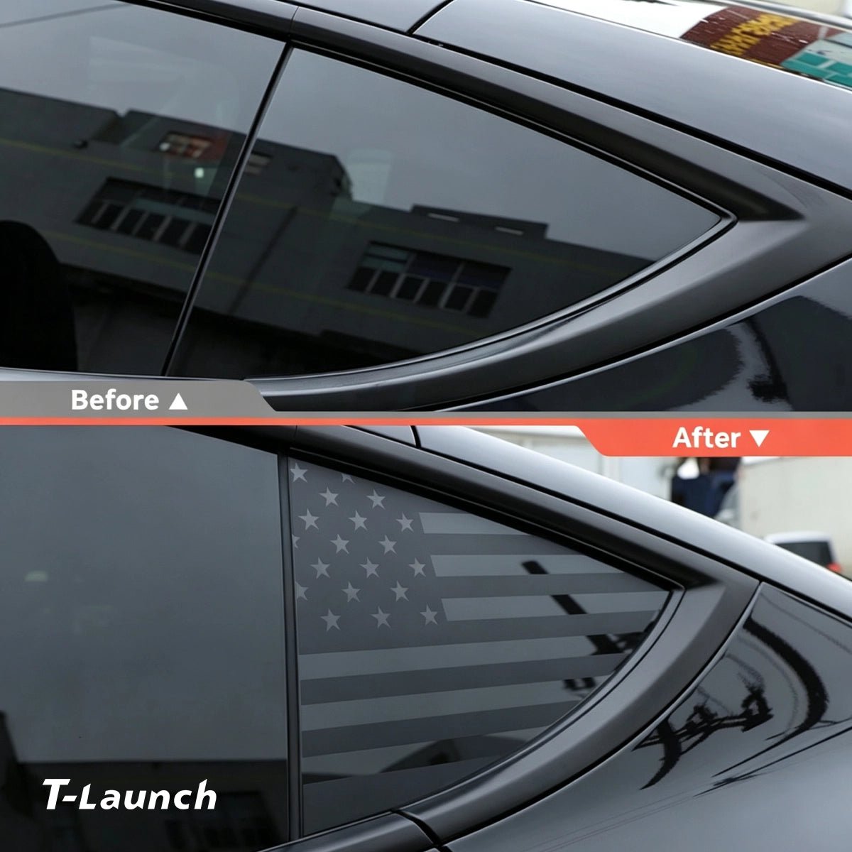 Rear Triangle Window Flag Decals for Tesla Model Y 2020+ - T-Launch