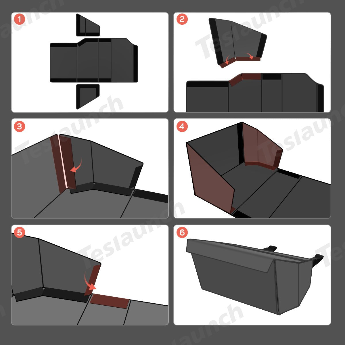 Rear Underseat Storage Box Foldable Organizer for Tesla Cybertruck (Set of 3) - T-Launch