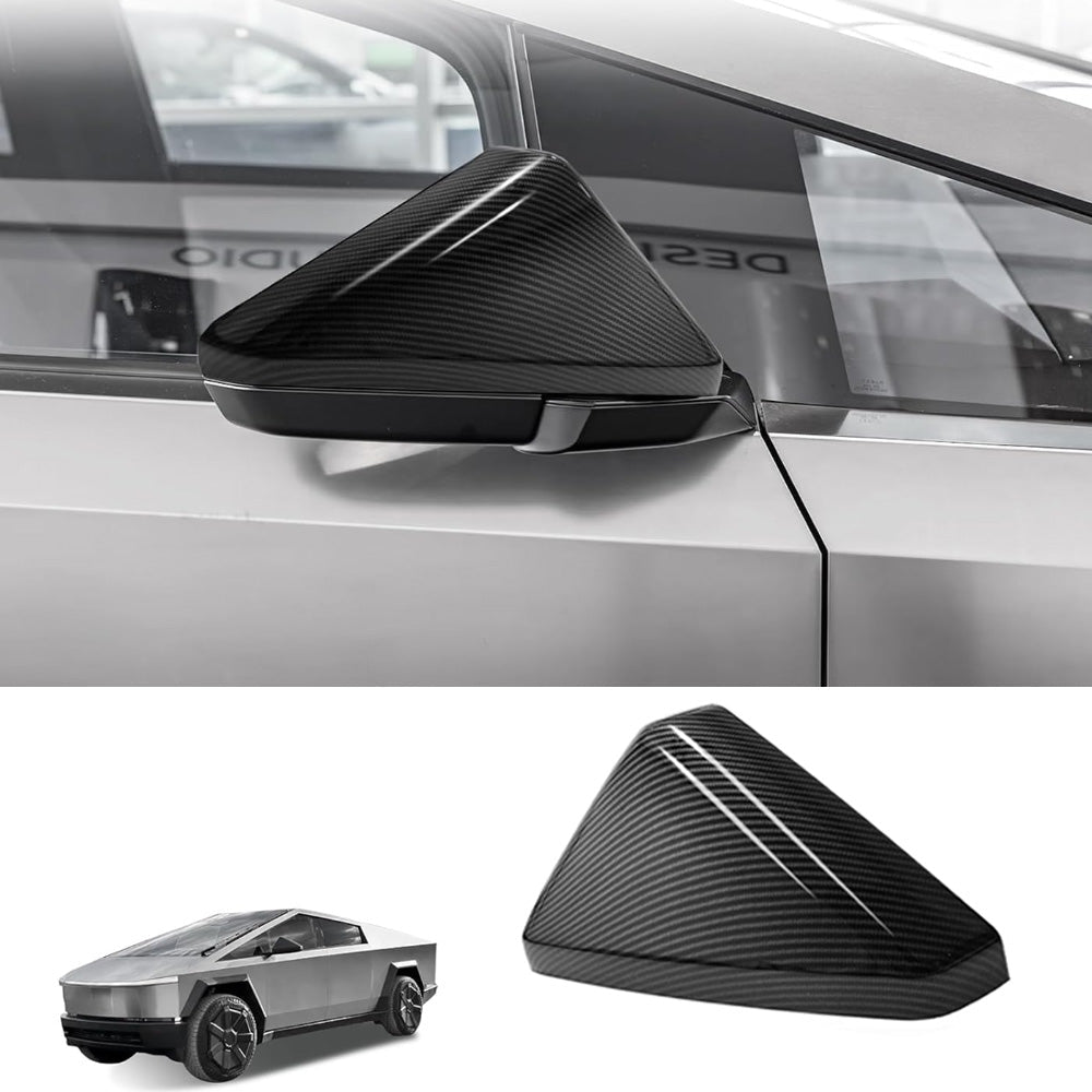 Rear View Mirror Covers (Carbon Fiber Pattern ABS) (1 Pair) for Tesla Cybertruck - T-Launch