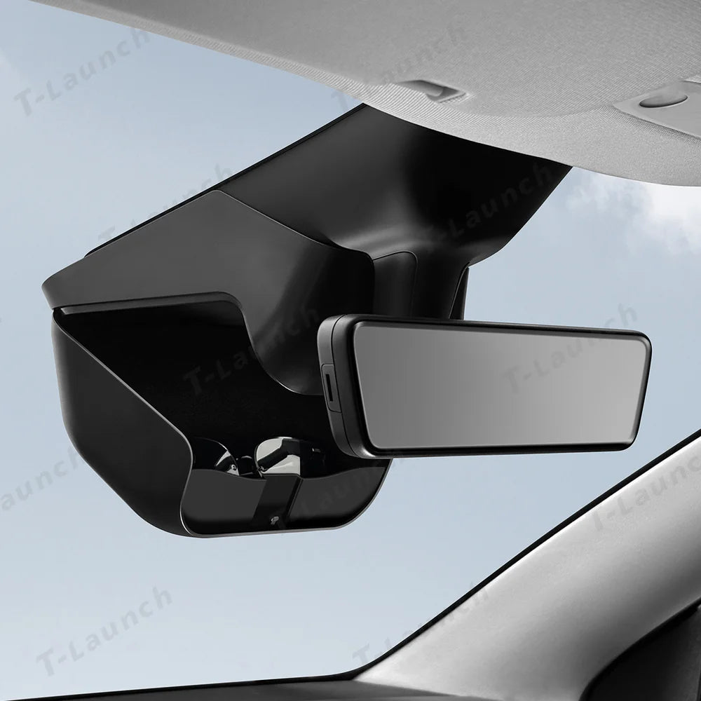 Rearview Mirror Hidden Sunglasses Holder & Storage Box for Tesla Model Y Juniper 2025+ - T-Launch