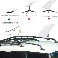 Round Tube Roof Rack Mount Kit for Starlink Gen 3 - Fits All Cars - T-Launch
