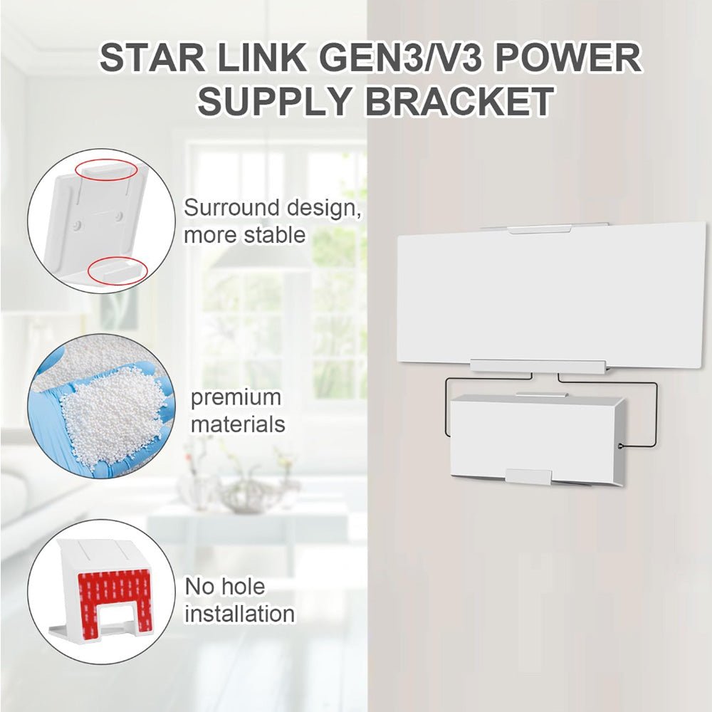 Router & Power Supply Wall Mount Kit for Starlink Gen 3 - No Drilling or Screws Required - T-Launch