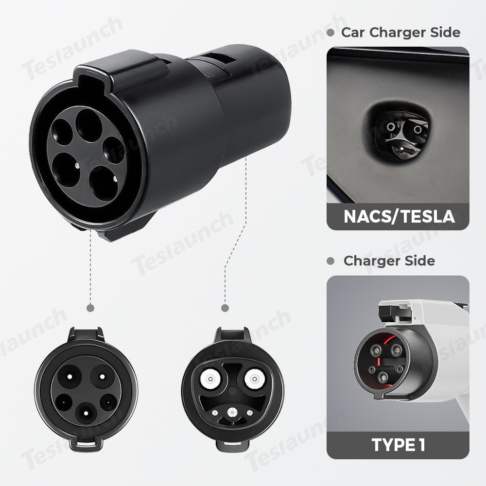 SAE J1772 To Tesla Charging Adapter 60Amp / 250V AC For Tesla Model S/X/3/Y, For Level 1 - Level 2 Charging, Type 1 Charging Station, IP54 Weatherproof - T-Launch