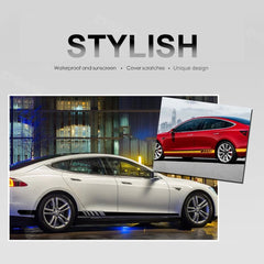 Side Skirt Decal DIY Sticker Side Body Racing Stripe Sticker For Tesla Model 3/Y/S/X - T-Launch