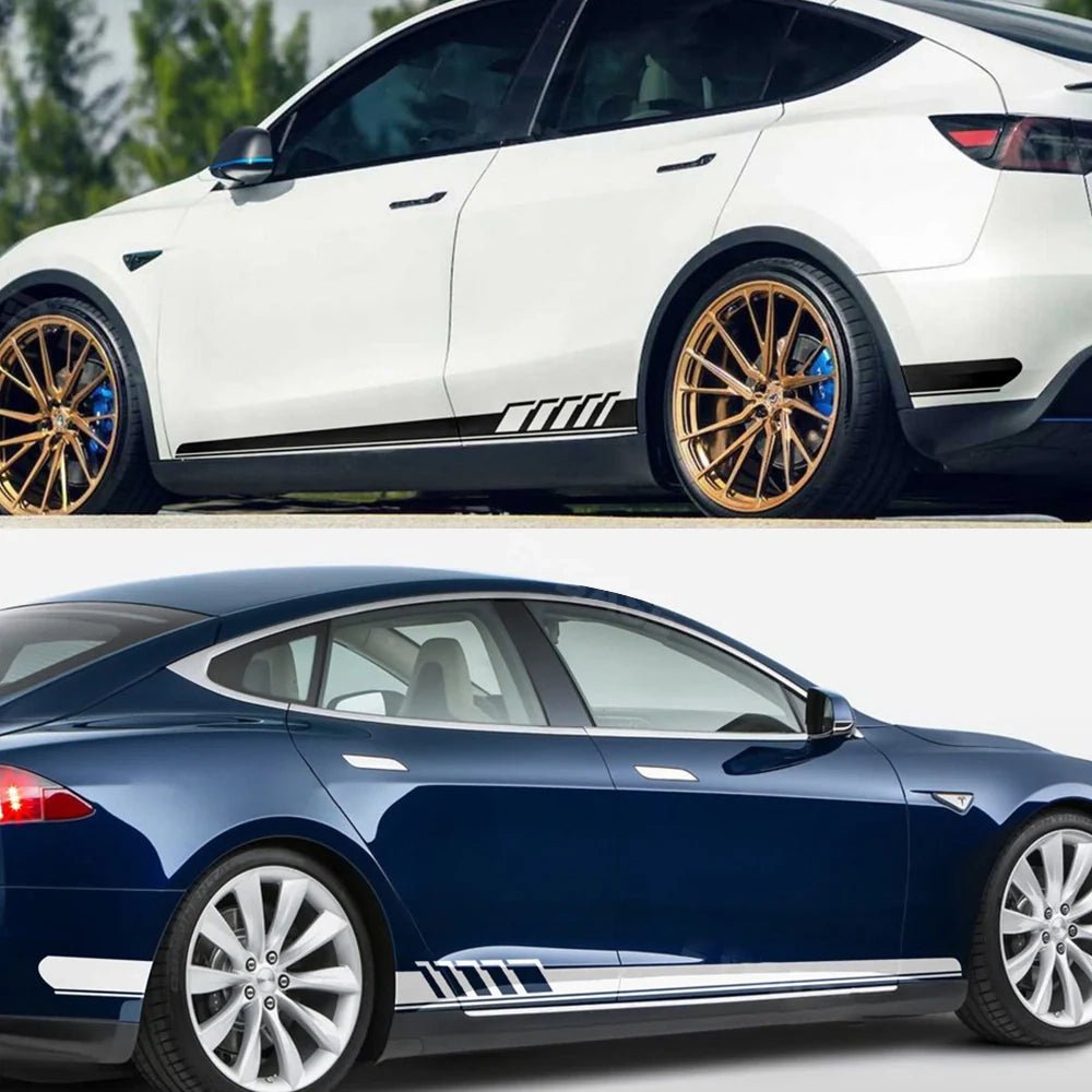 Side Skirt Decal DIY Sticker Side Body Racing Stripe Sticker For Tesla Model 3/Y/S/X - T-Launch