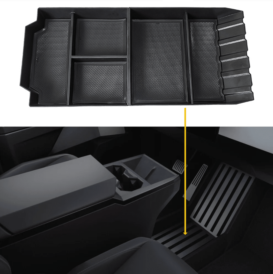Spliced Lower Center Console Tray Floor Storage Organizer for Cybertruck - T-Launch