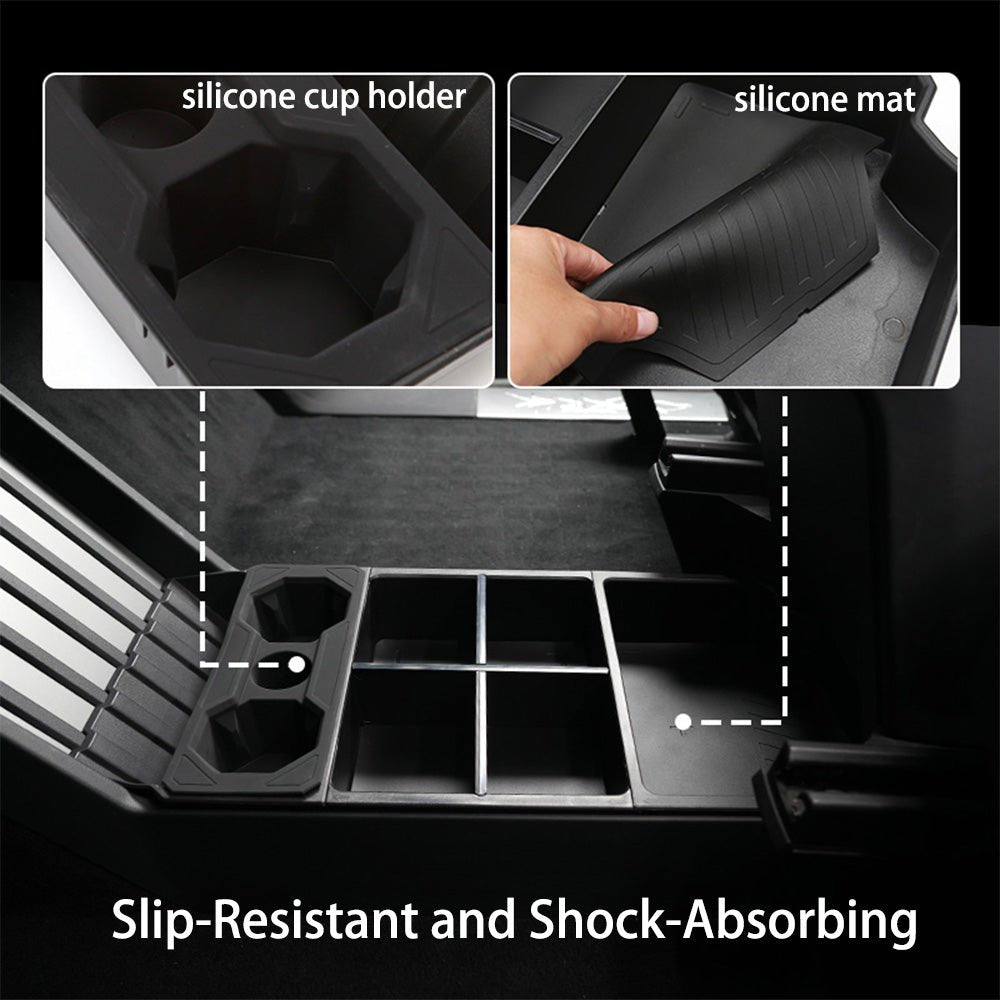 Split Lower Center Console Storage Tray with Cup Holder for Cybertruck - T-Launch
